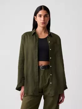 Льняная рубашка Gap, зеленый