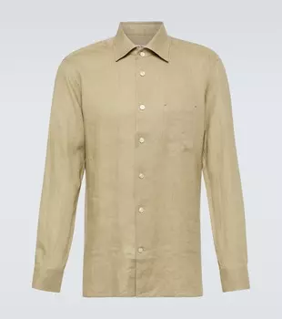 Льняная рубашка Kiton, бежевый