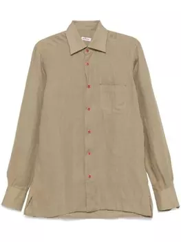 Льняная рубашка Kiton, зеленый