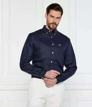 Льняная рубашка Regular fit Lacoste, синий