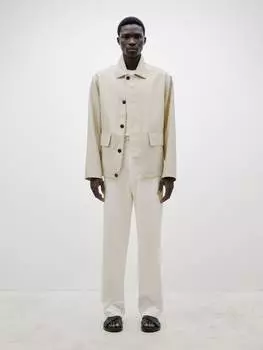 Льняная рубашка с пуговицами Massimo Dutti, бежевый