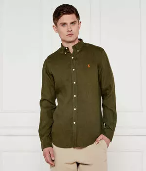 Льняная рубашка Slim fit Polo Ralph Lauren, серый