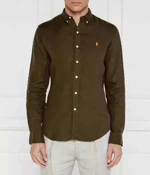 Льняная рубашка Slim fit Polo Ralph Lauren, хаки