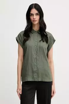 Льняная рубашка United Colors Of Benetton, зеленый