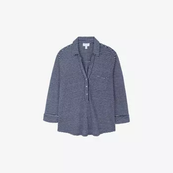 Льняная рубашка в полоску The White Company, синий