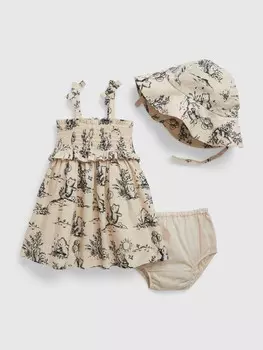 Льняное платье со шляпой Gap, мультиколор