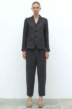 Льняной пиджак ZARA, серый