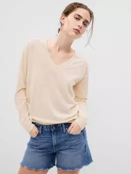 Льняной свитер Gap, бежевый