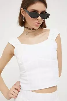 Льняной топ Abercrombie & Fitch, белый