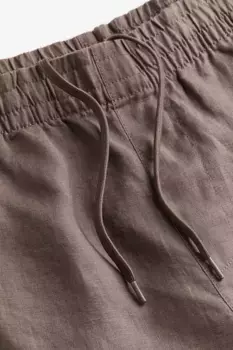 Льняные брюки прямого кроя H&M, бежевый