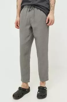 Льняные брюки Superdry, серый
