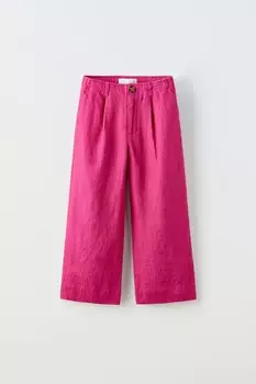 Льняные брюки ZARA, фуксия