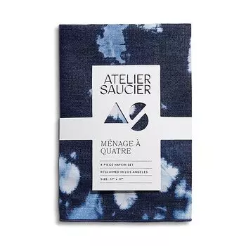 Льняные салфетки Denim Tie Dyed, набор из 4 шт. ATELIER SAUCIER, цвет Blue