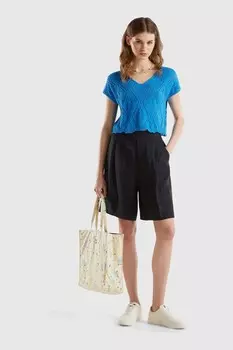 Льняные шорты Benetton, черный