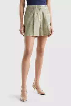 Льняные шорты Benetton, зеленый