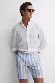 Льняные шорты Fresno с регулируемыми бретелями Reiss, синий