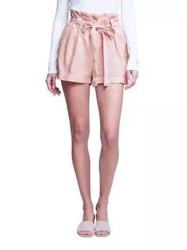 Льняные шорты Hillary Paperbag L'Agence, цвет Dusty Pink