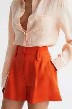 Льняные шорты Hollie со складками спереди Reiss, оранжевый