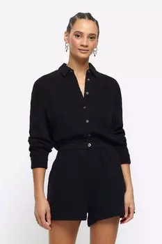 Льняные шорты из фетра River Island, черный