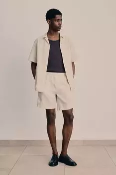 Льняные шорты обычного кроя H&M, бежевый