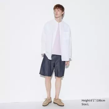 Льняные шорты UNIQLO, синий