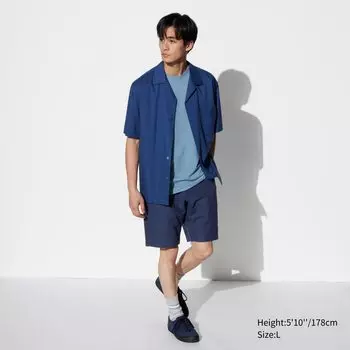 Льняные шорты UNIQLO, темно-синий