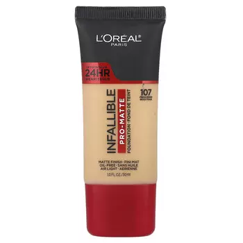L'Oral, тональный крем Infallive Pro-Matte, оттенок 107 Fresh бежевый, 30 мл (1 жидк. унция)