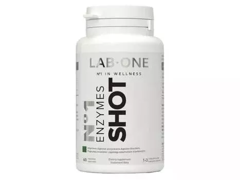 Lab One, Витамины и минералы, Ферменты SHOT, 60 капсул