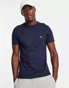 Lacoste темно-синяя футболка с логотипом из хлопка пима