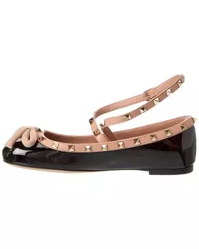 Лакированные балетки Valentino Rockstud, черный