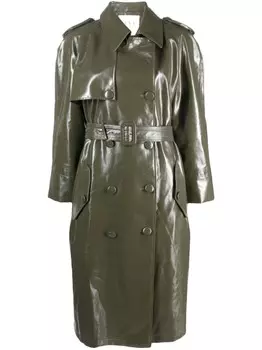 Лакированный двубортный тренч Mvp wardrobe, зеленый