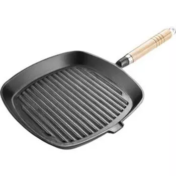 Lamart LT1063, Квадратная сковорода-гриль, черная, 280°C, чугун, керамика, газ, индукция, черный
