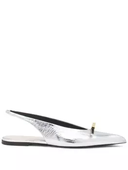 Lanvin балетки из ламинированной кожи, серебристый
