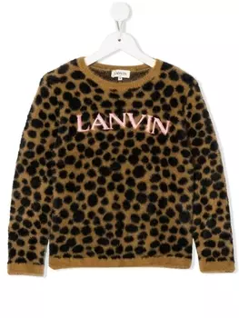 Lanvin Enfant джемпер с вышитым логотипом, нейтральный цвет