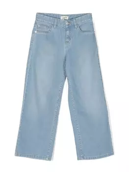 Lanvin Enfant широкие джинсы с вышитым логотипом, синий