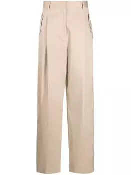 Lanvin габардиновые брюки широкого кроя, нейтральный цвет
