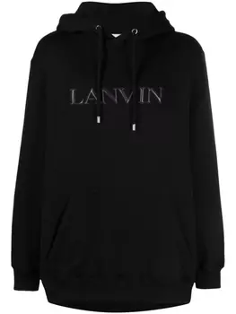Lanvin logo-appliqu cotton hoodie, черный