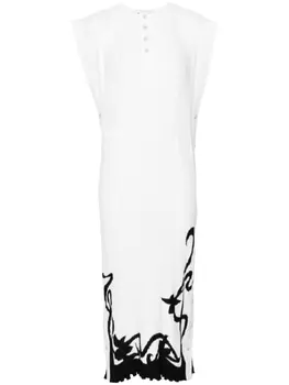 Lanvin плиссированное платье миди, белый