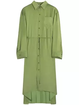 Lanvin плиссированное платье-рубашка, зеленый