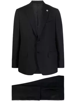 Lardini шерстяной костюм с заостренными лацканами, синий