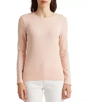 Lauren Ralph Lauren Футболка из эластичного хлопка с длинными рукавами, розовый