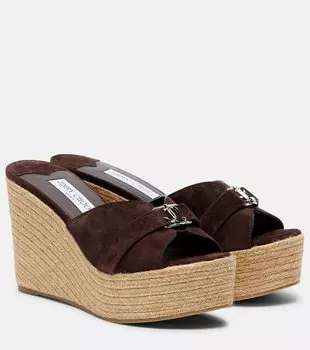 Леди 100 замшевые клинья на веревочной подошве Jimmy Choo, коричневый