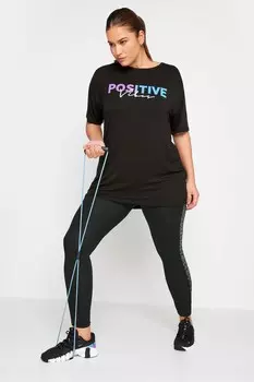 Леггинсы Active с боковыми вставками Yours Curve, черный