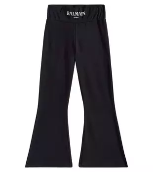 Леггинсы из хлопкового джерси Balmain, черный