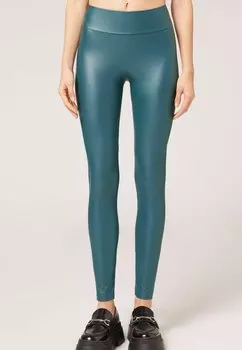 Леггинсы LEATHER EFFECT Calzedonia, цвет teal