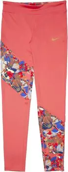 Леггинсы Nike One Printed Leggings, цвет Magic Ember/Multicolor/Metallic Gold