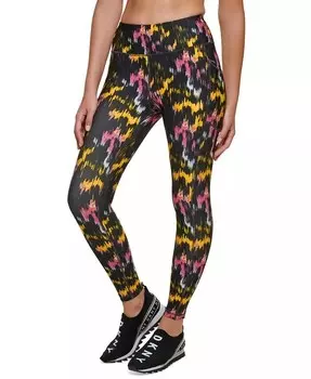 Леггинсы размером 7/8 с завышенной талией и принтом DKNY, фиолетовый