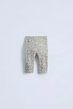 Леггинсы с цветочным принтом ZARA, розовый