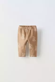 Леггинсы с принтом собаки ZARA, кэмел
