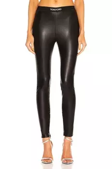 Леггинсы Tom Ford Leather Logo Waist Legging, черный